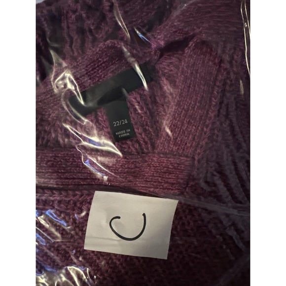 Lane Bryant Women's 22/24 Mauve Burgundy V Neck Cable Knit Sweater Slit Sleeves - Picture 11 of 11